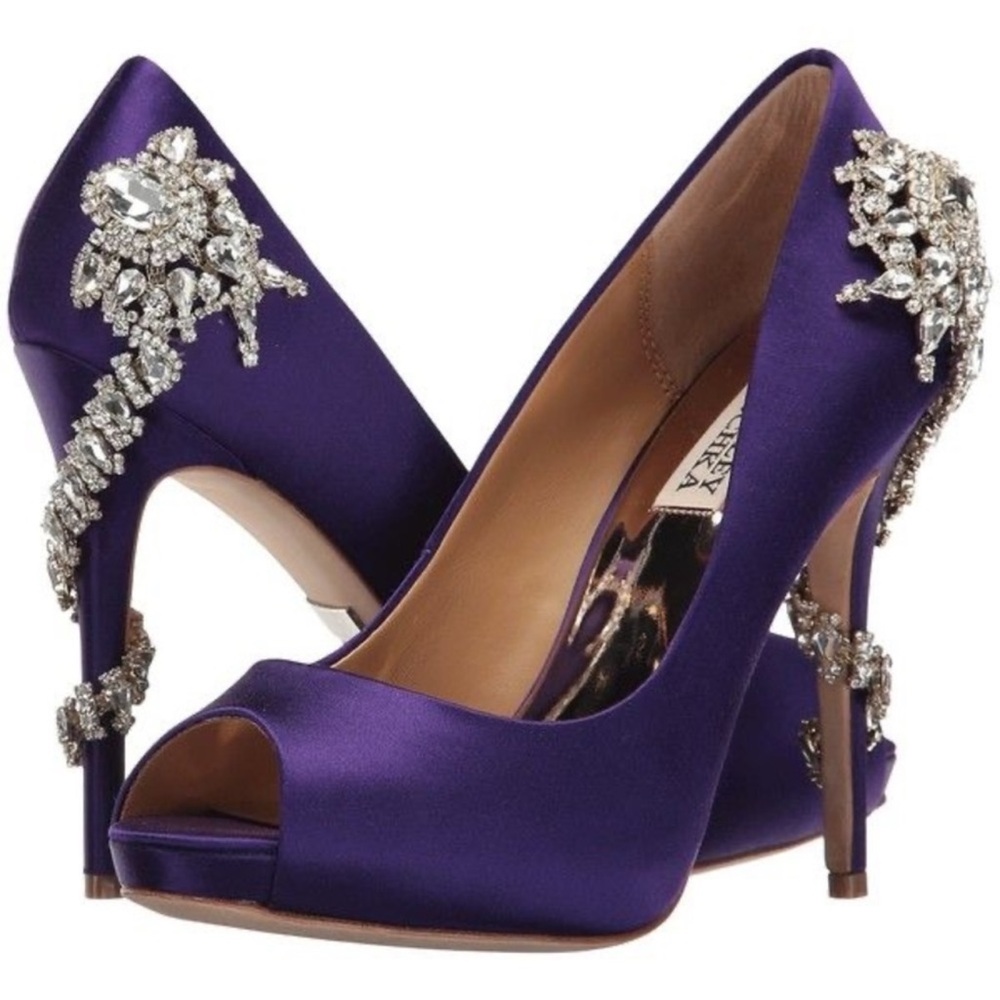 Badgley Mischka 'Royal Embellished' Peep
Toe Pump in Purple